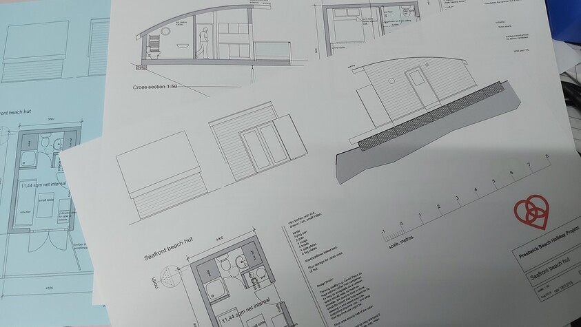 Architect drawings for beach cabins to increase enjoyment of Prestwick beach