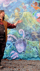 Chris Rutterford launching new artwork in tunnel.JPG