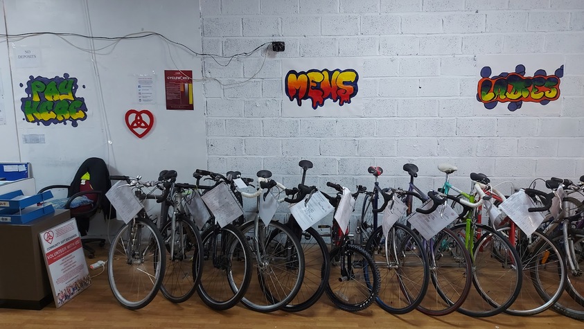 Refurbished bikes refurbished by CGX Cycle Works staff and local volunteers