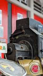 Examples of museum collections on display at the Broadway's entrance.